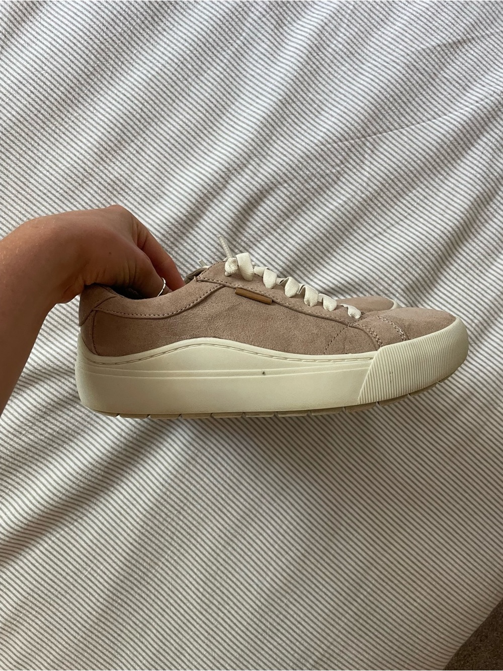 Dr. Scholl's Women's Suede Platform Sneakers in Taupe and Cream